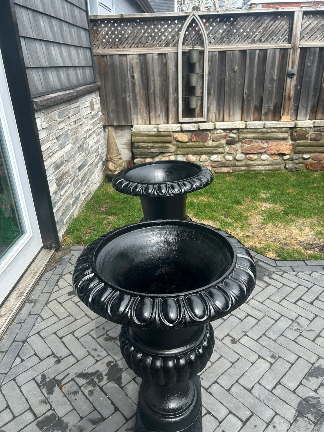 TWO Antique Large Cast Iron Garden Urns/Planters - photo 3