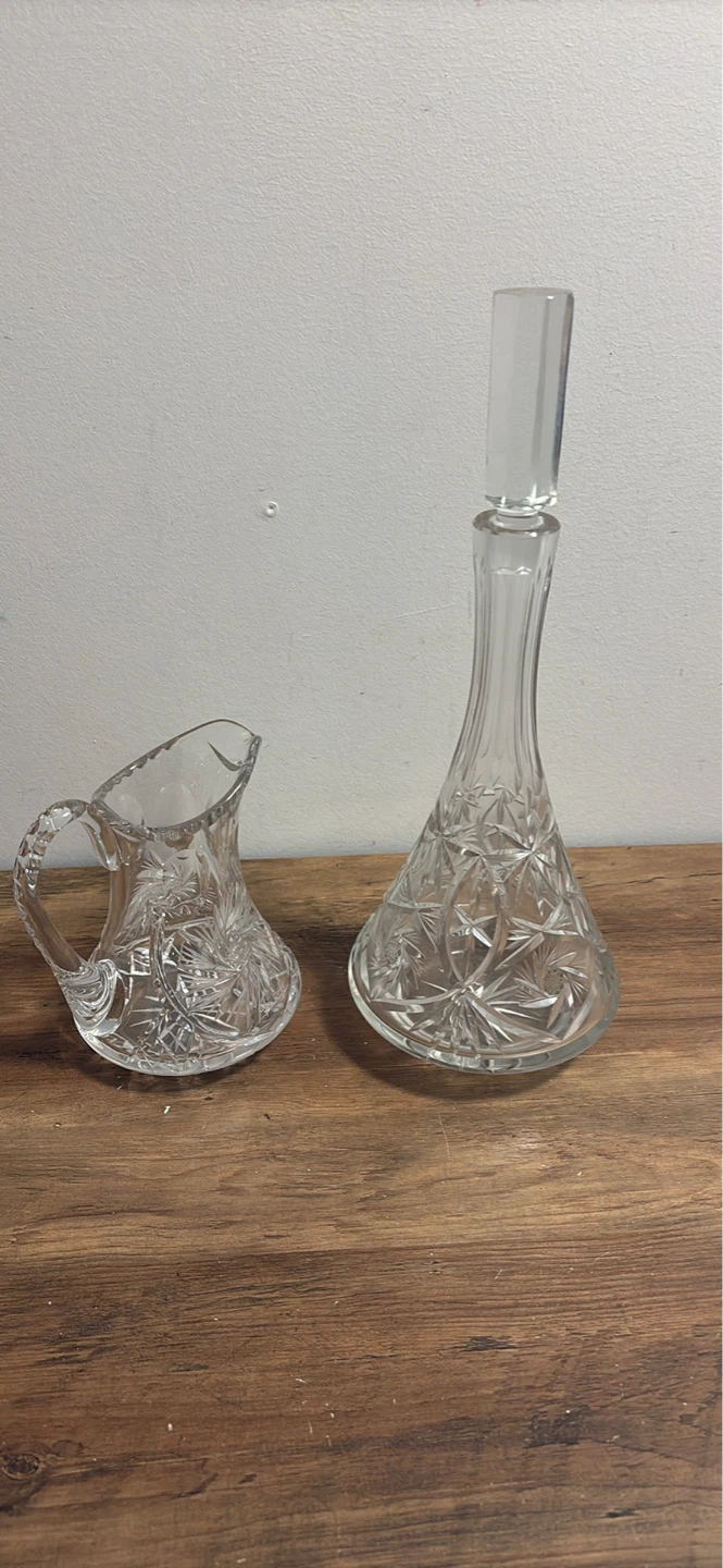 Pinwheel Crystal Creamer Pitcher and Decanter - photo 4