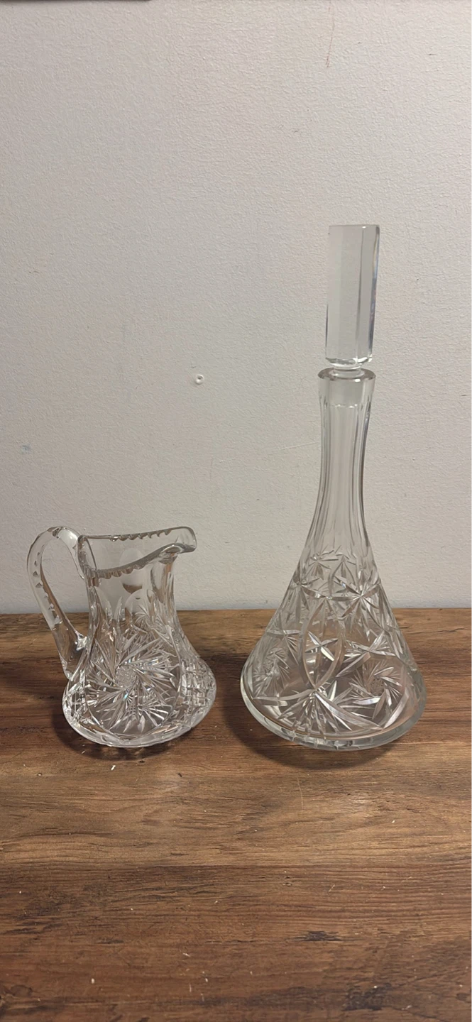 Pinwheel Crystal Creamer Pitcher and Decanter