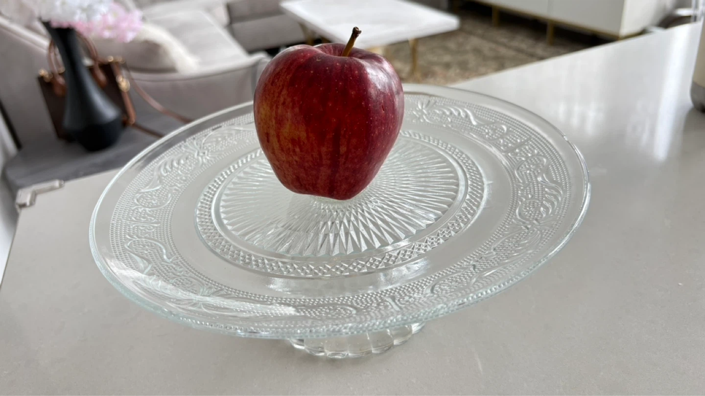 Clear Glass Footed Cake Stand with Embossed Design - photo 2