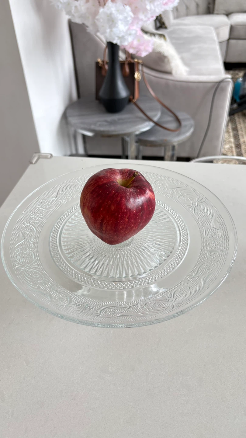 Clear Glass Footed Cake Stand with Embossed Design - photo 5
