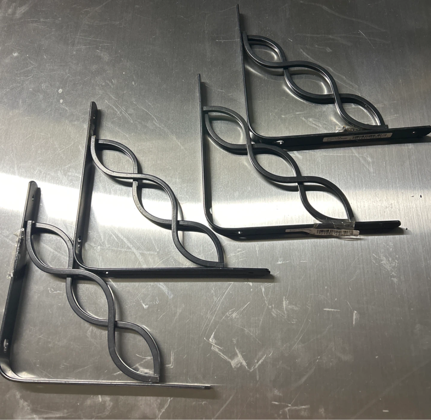 Set of 3 Black 8" Celtic Scroll Shelf Brackets