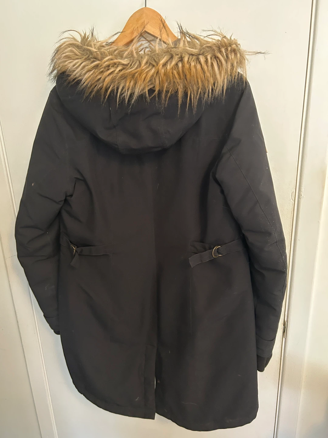 Black Winter Parka with Faux Fur Hood - photo 2