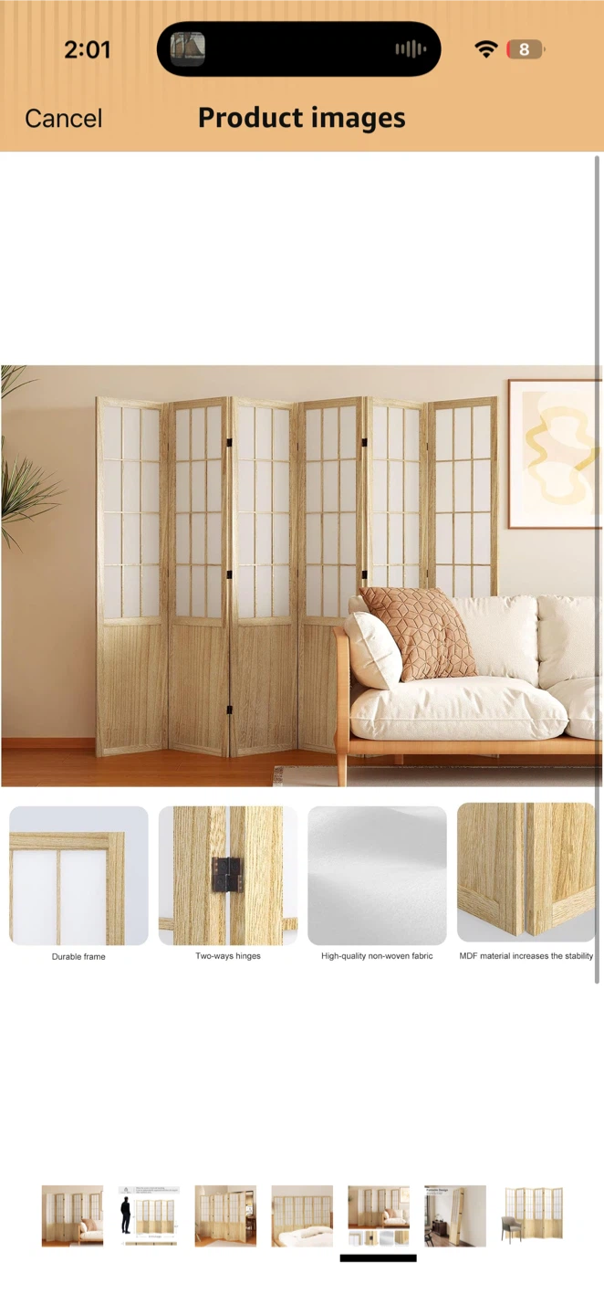 <New>6-Panel Folding Room Divider Screen - photo 5