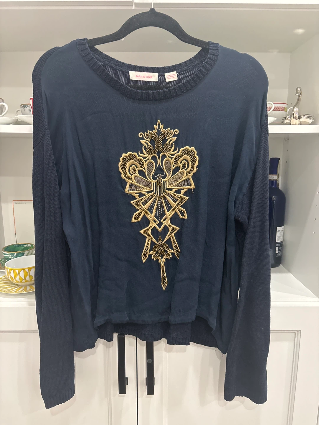 Sass & Bide Navy Embellished Sweater size medium