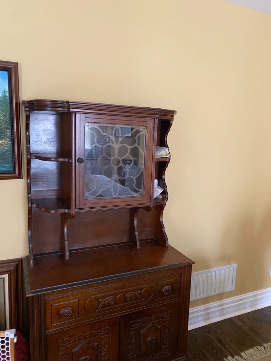 Antique Wooden Display Cabinet with Glass Door - photo 2
