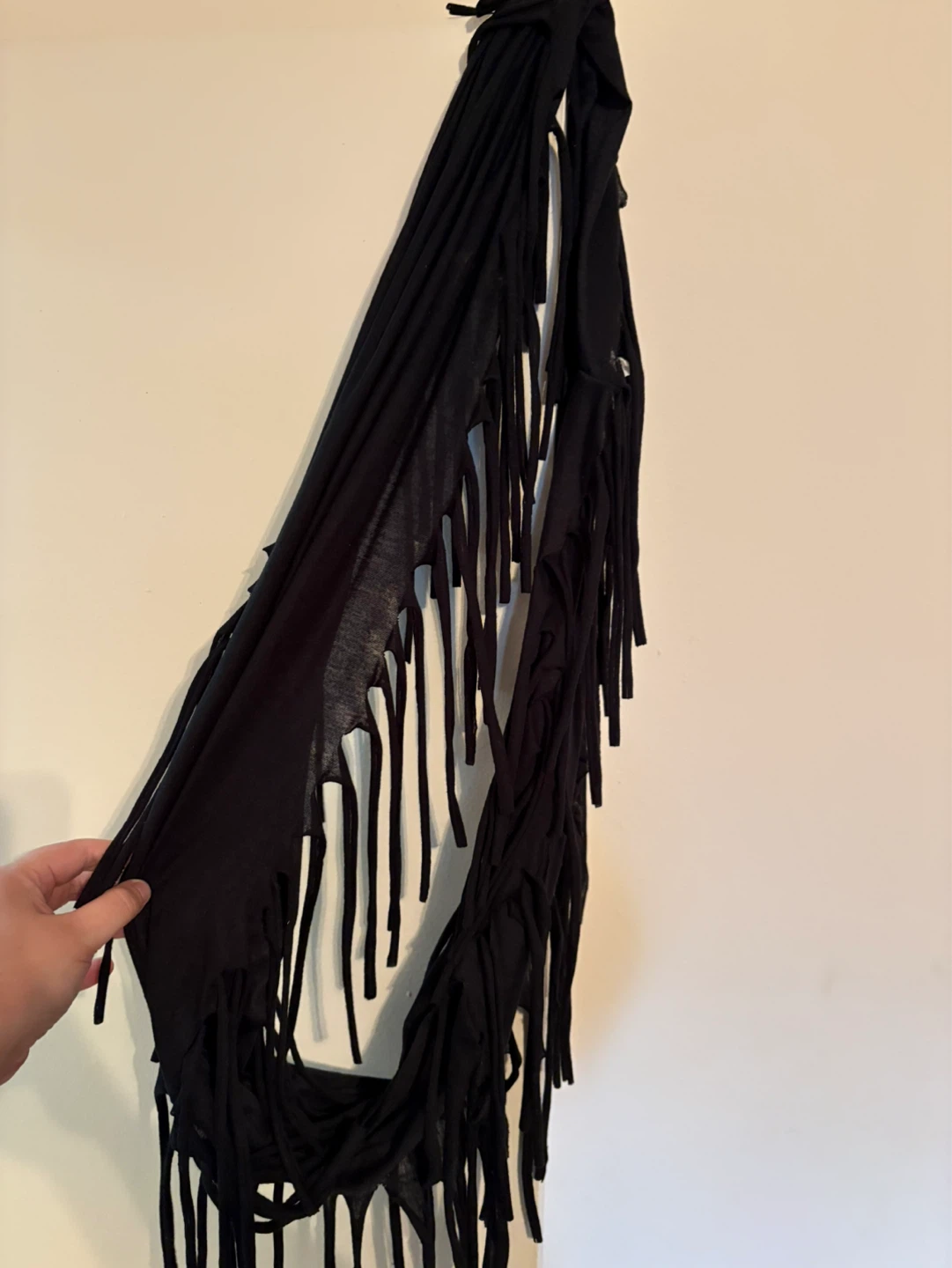 Black Fringed infinity Scarf