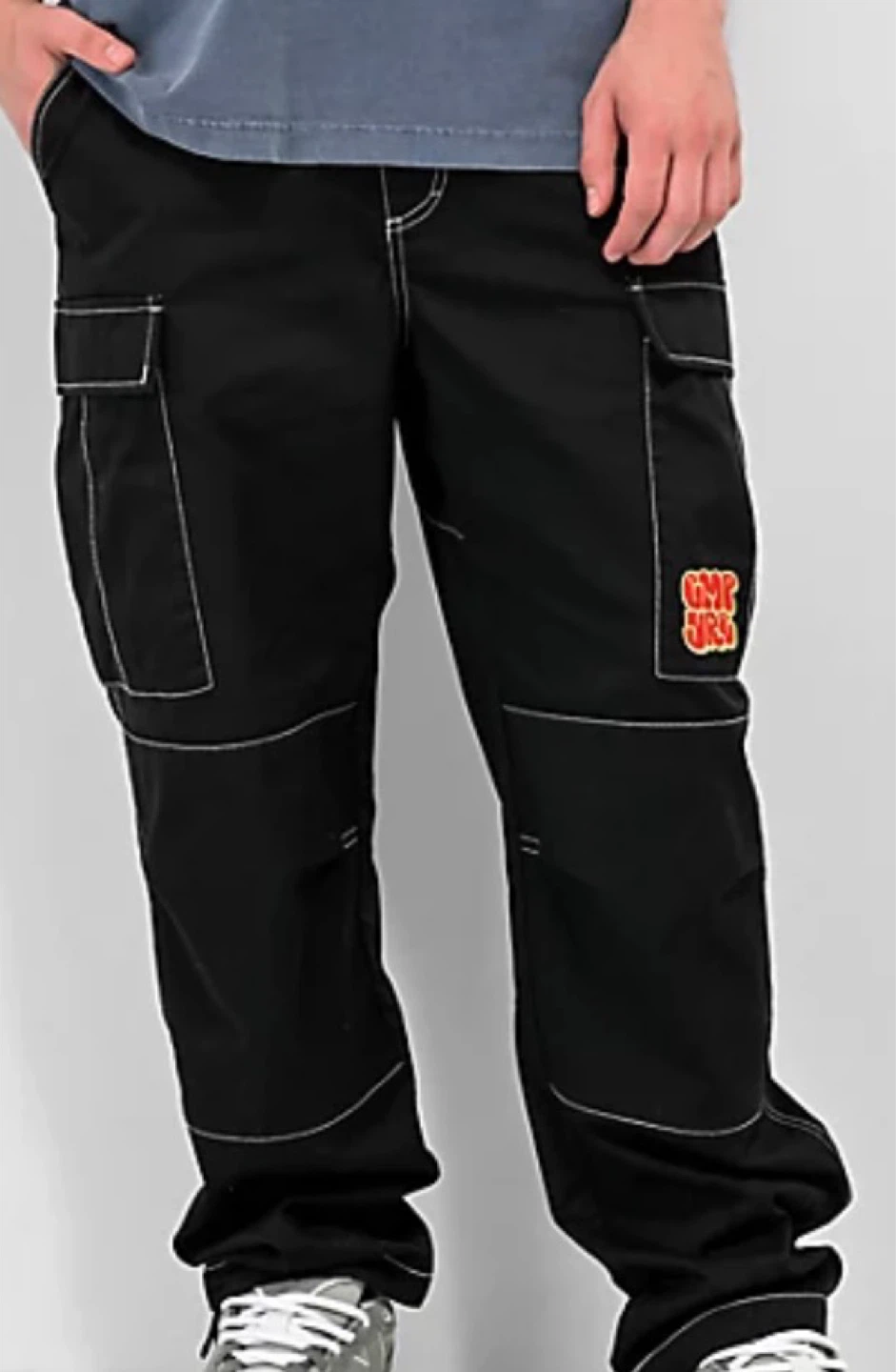 DGK Black Cargo Pants with White Stitching
