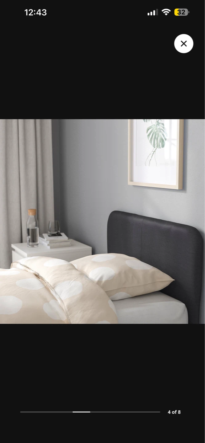 Dark Grey Upholstered Twin Bed Frame with Headboard - photo 4