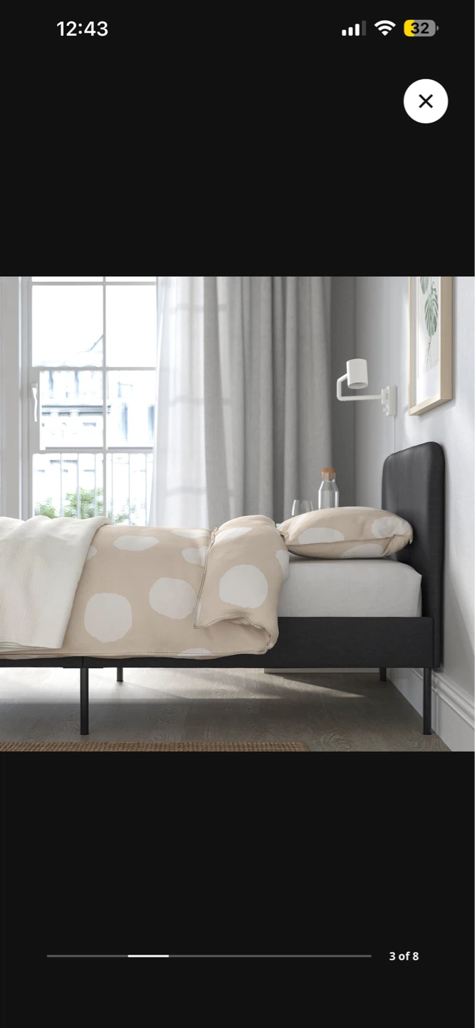Dark Grey Upholstered Twin Bed Frame with Headboard - photo 3