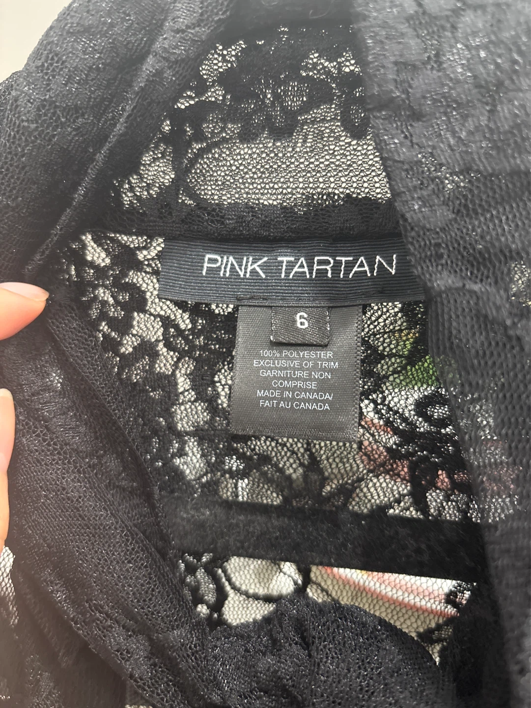 Pink Tartan Black Lace Bow Blouse Size 6 - photo 2