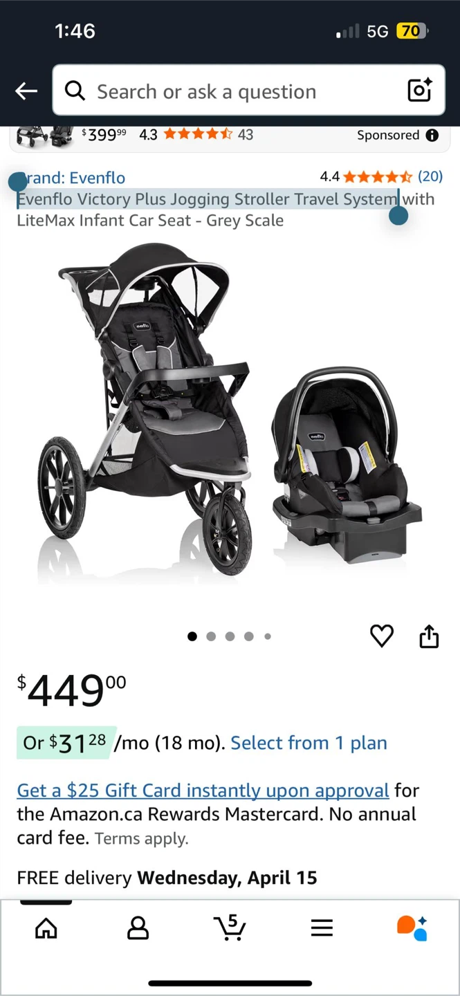 Evenflo jogging stroller