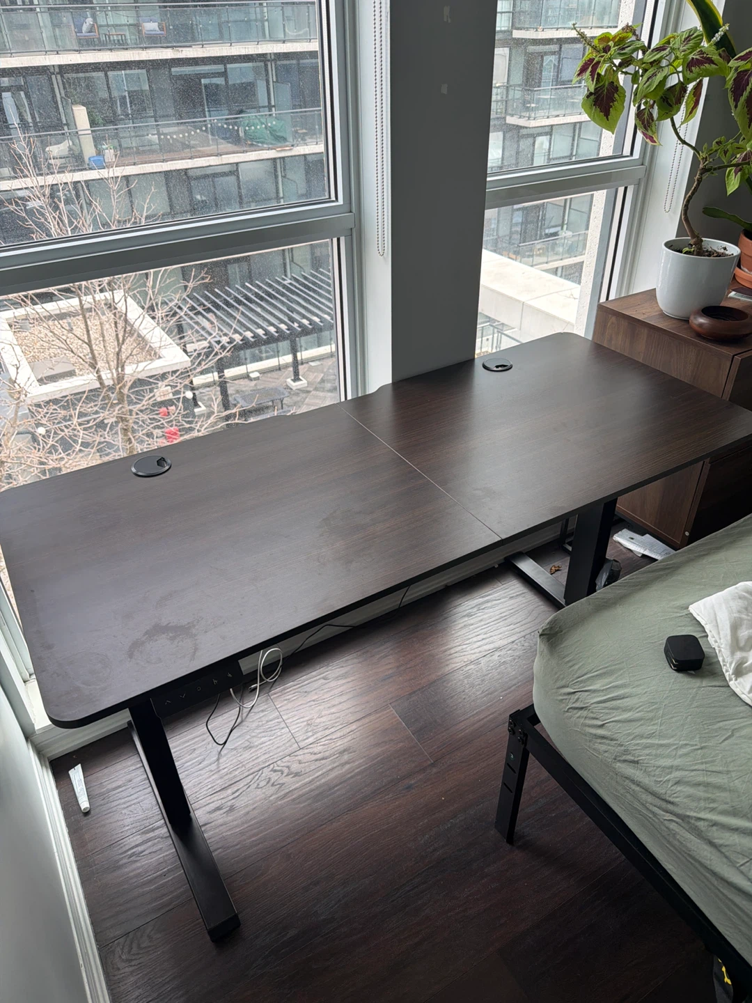 Adjustable Standing Desk - Dark Wood Finish