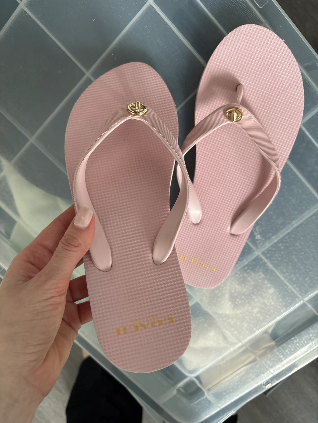 Coach Pink Flip Flops Size 5-6