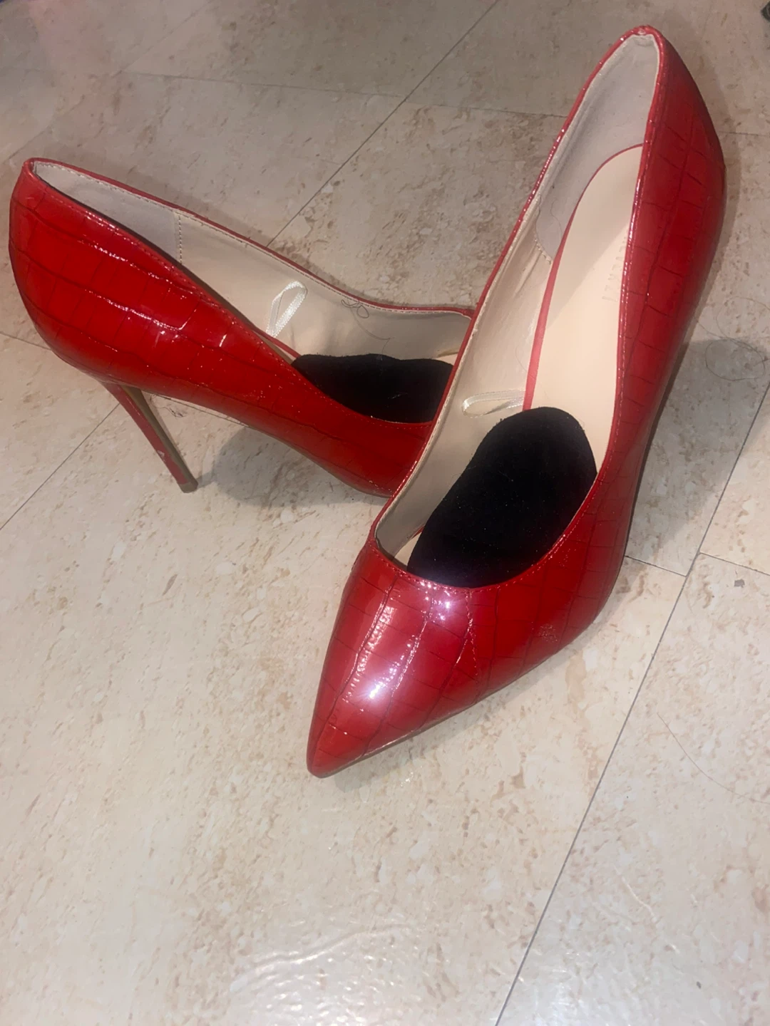 Red Faux Croc Heels - photo 2