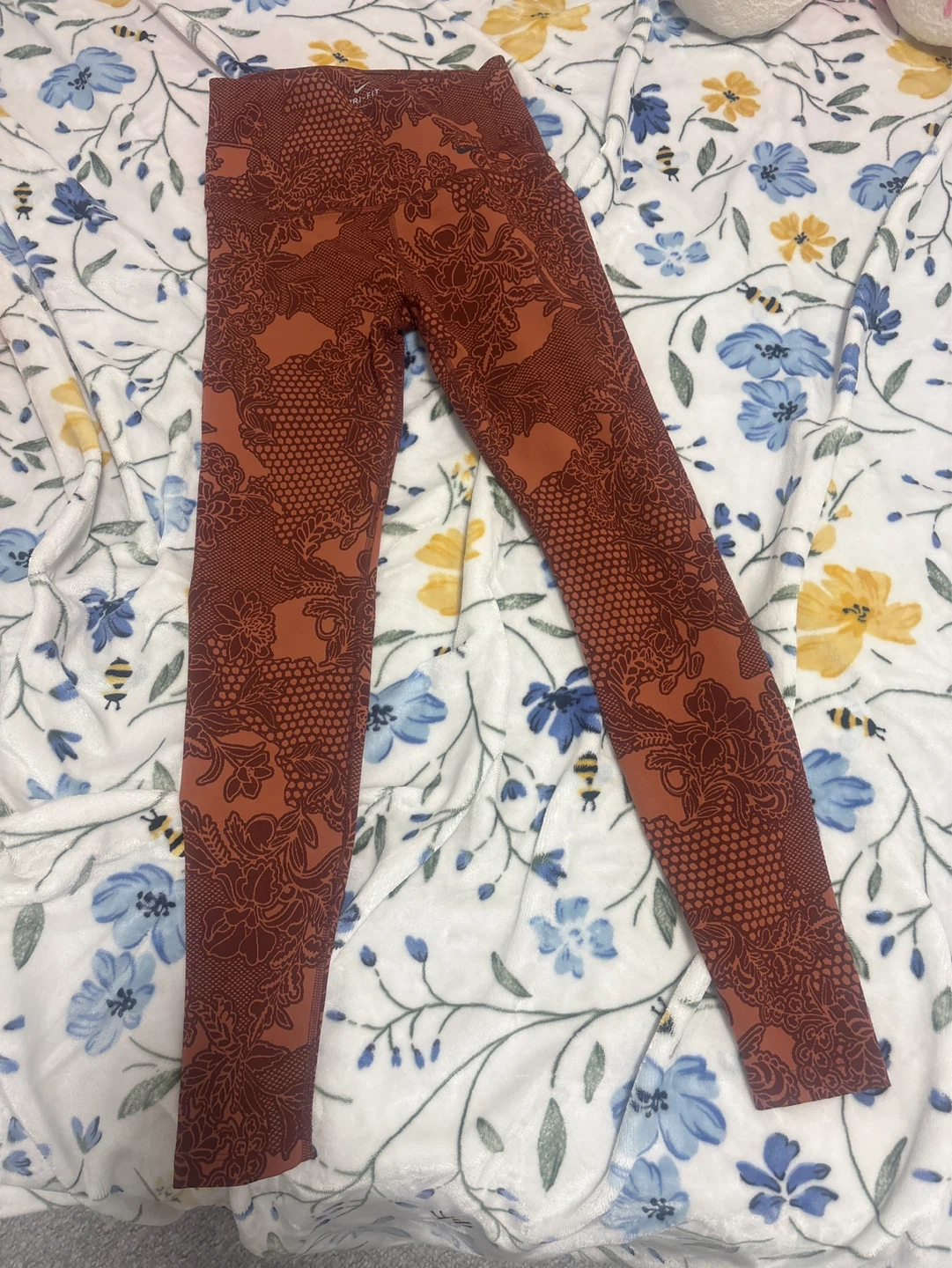 Athletic Leggings - Orange Floral Print - photo 2