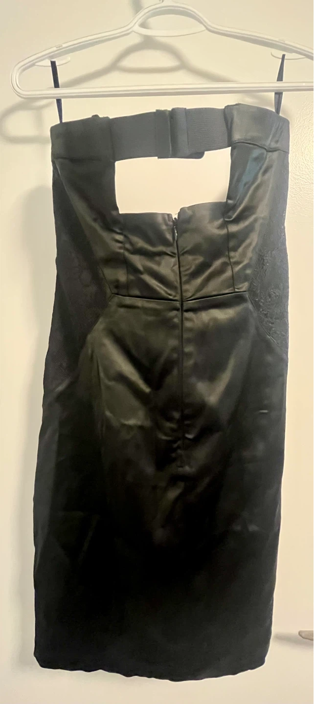 Gorgeous Black Strapless Lace Detail Dress Size L/G - photo 3