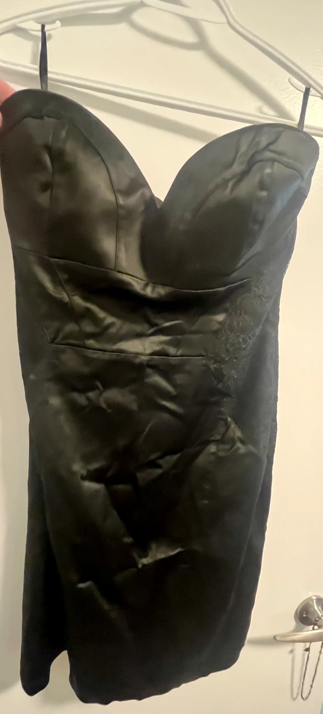 Gorgeous Black Strapless Lace Detail Dress Size L/G