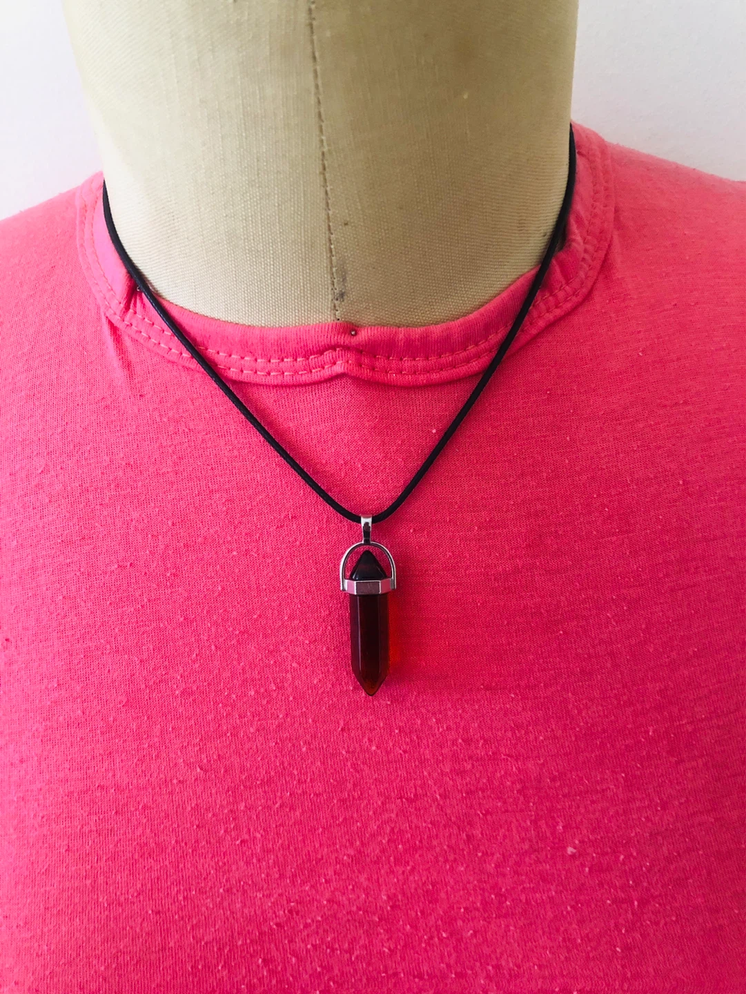 Brown Crystal Point Pendant Necklace
