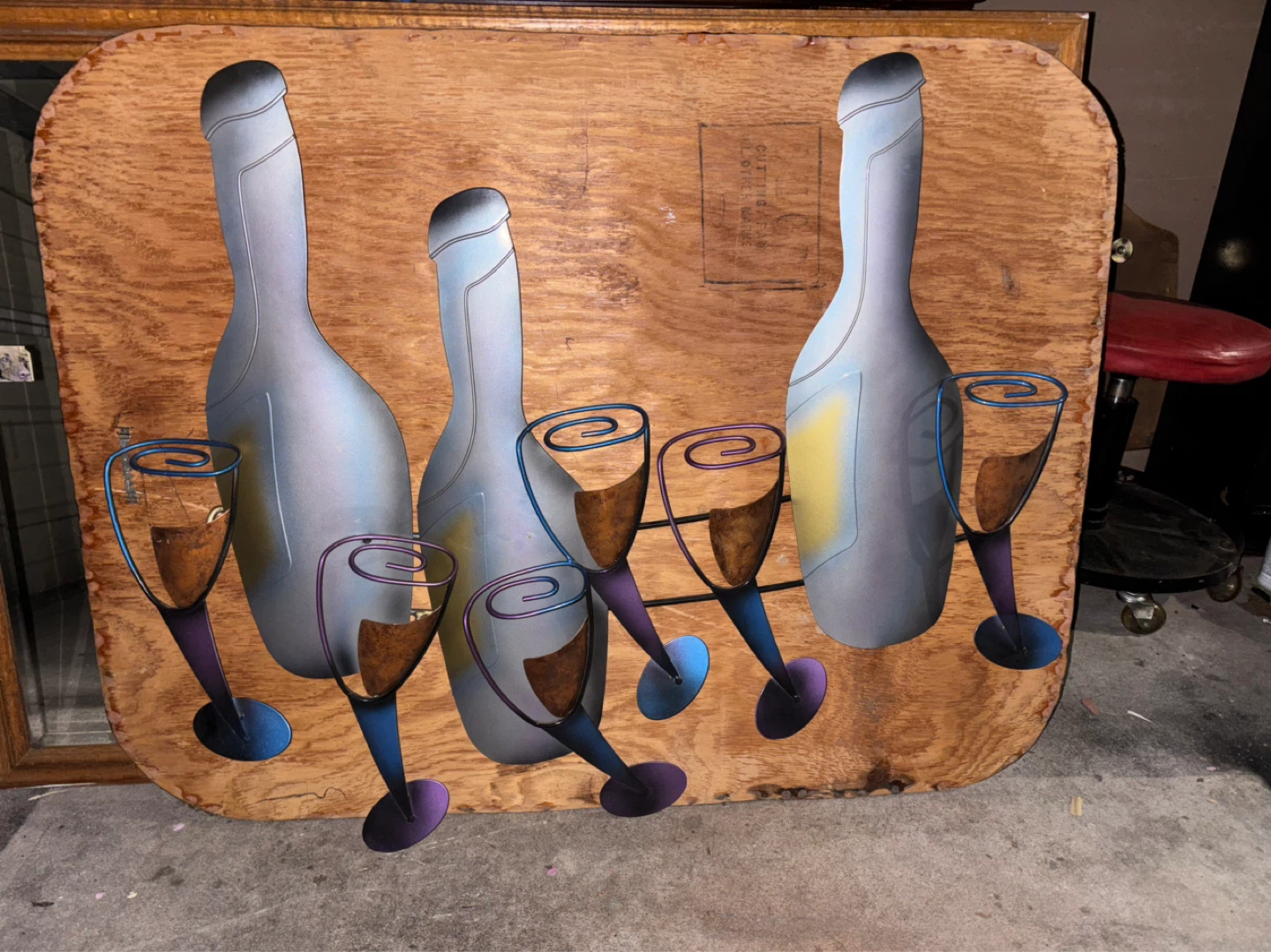 Wine Bottle and Glass Metal Wall Art - photo 4