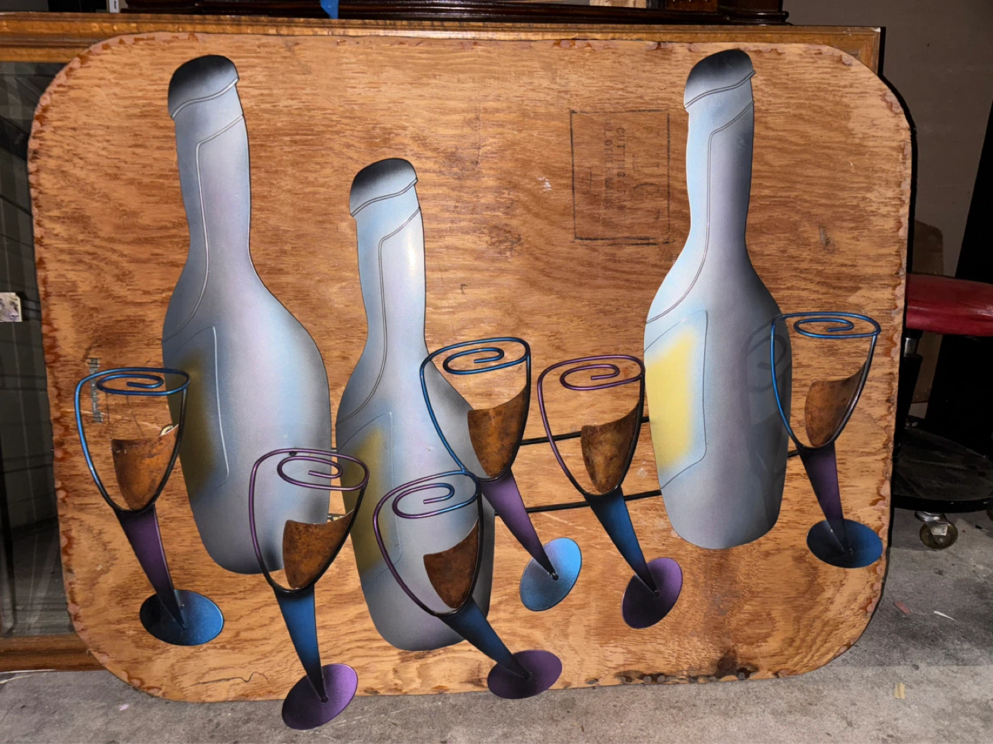 Wine Bottle and Glass Metal Wall Art - photo 3