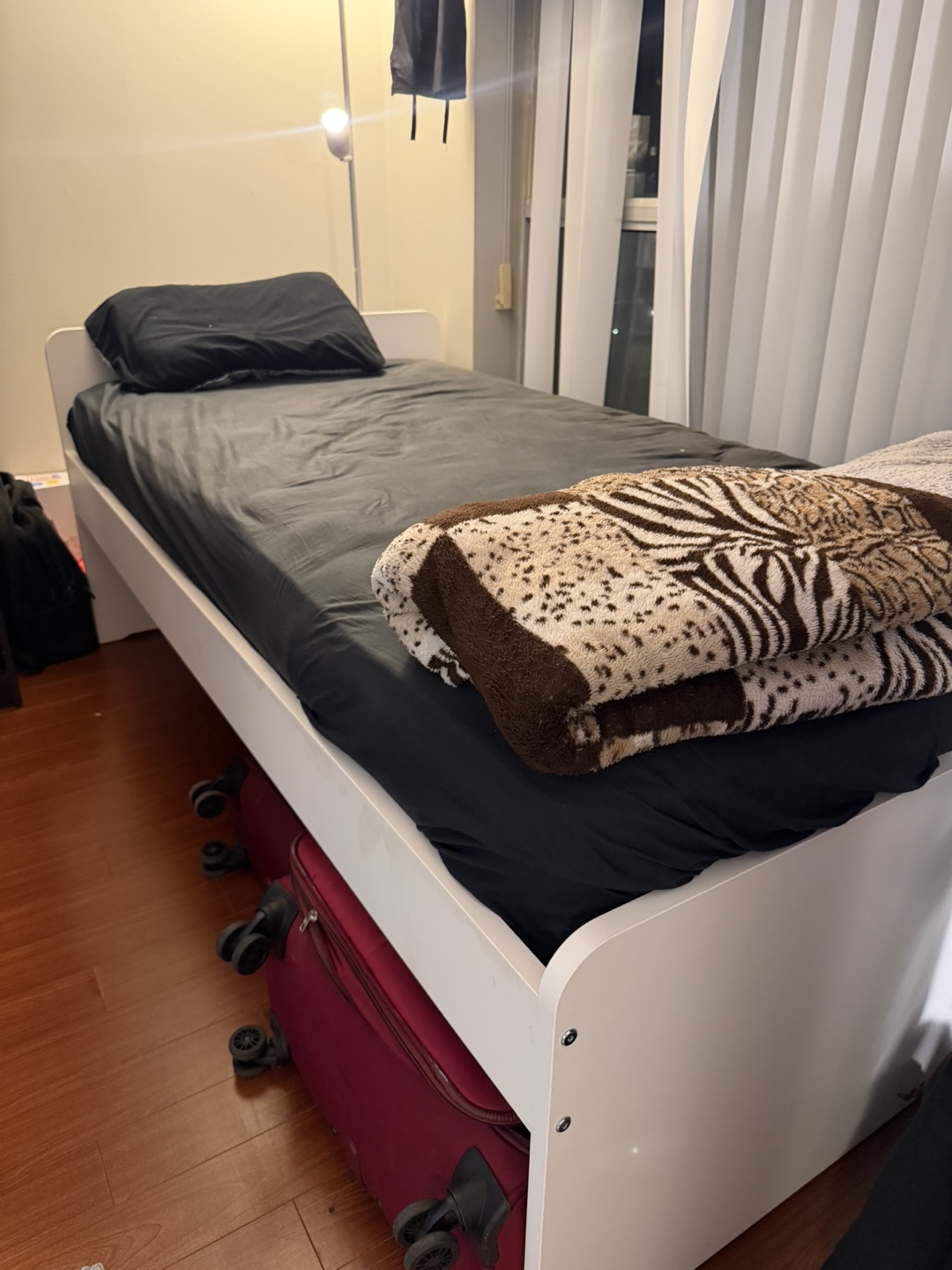 White Twin Bed Frame with mattress