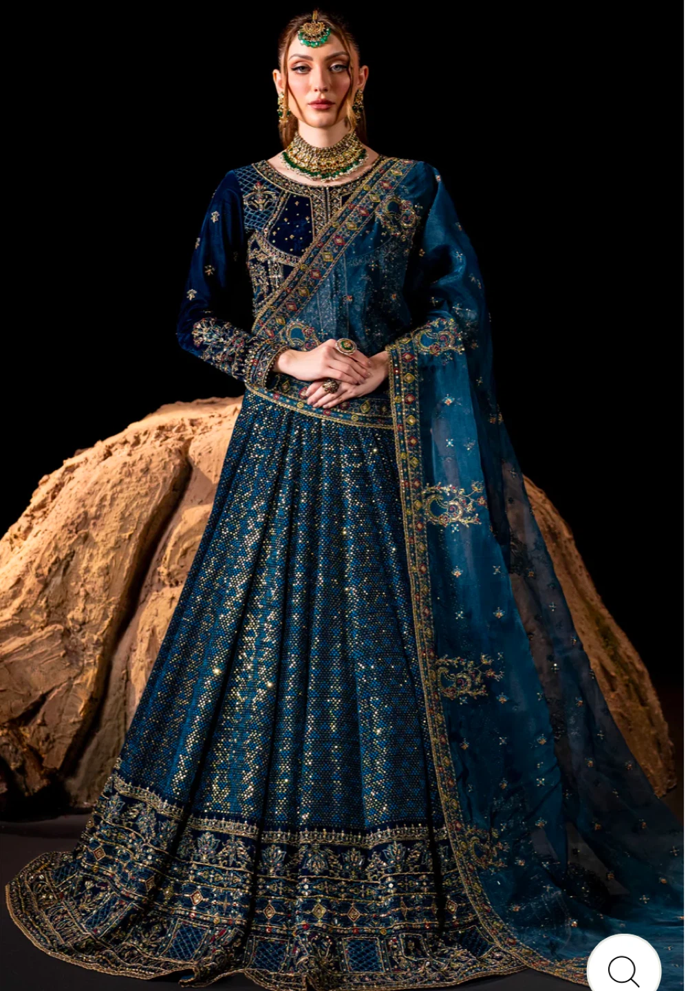 Blue Sequin Embroidered Lehenga Choli Dupatta Set - photo 4