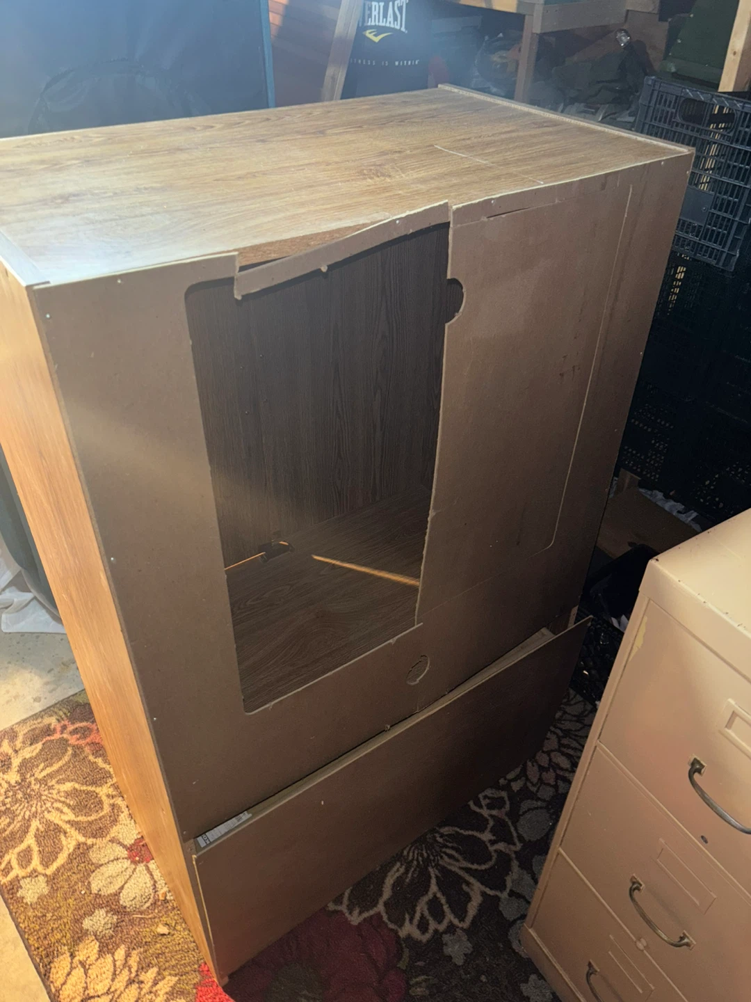 Vintage Wood Grain Cabinet with Drawers - photo 5