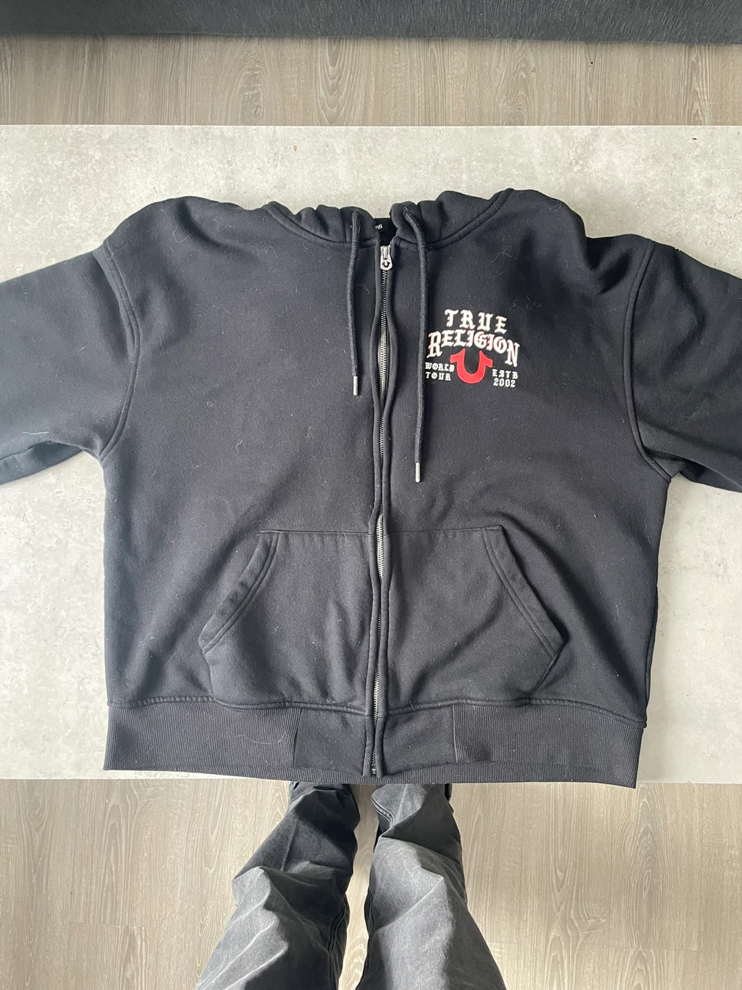 True Religion Black Zip-Up Hoodie
