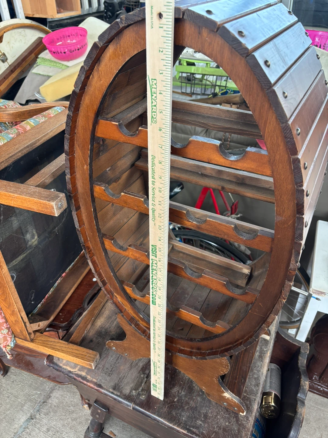Wooden Barrel Wine Rack - photo 2