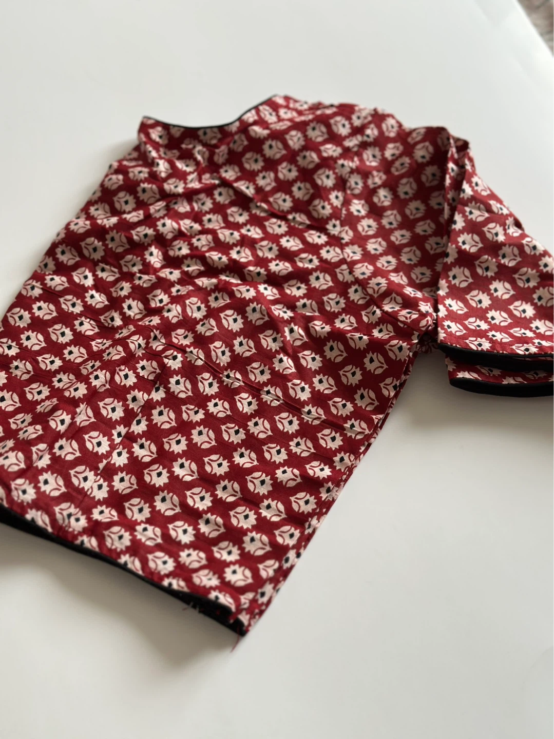 Ajrakh print cotton blouse ready to wear
