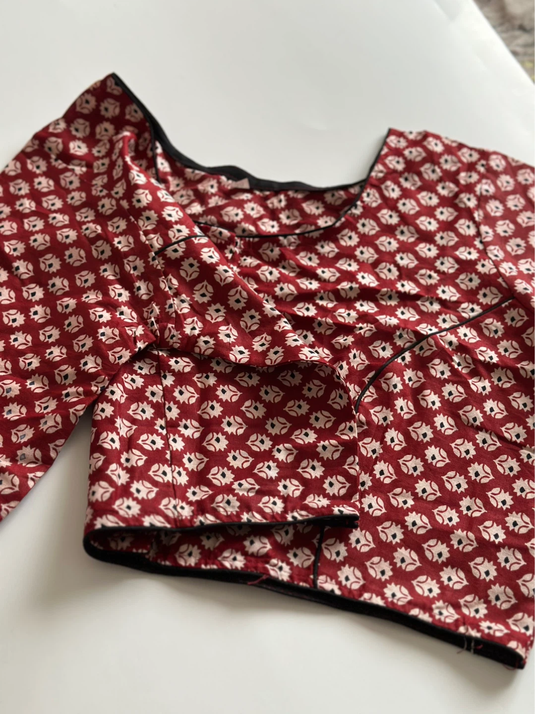Ajrakh print cotton blouse ready to wear - photo 4