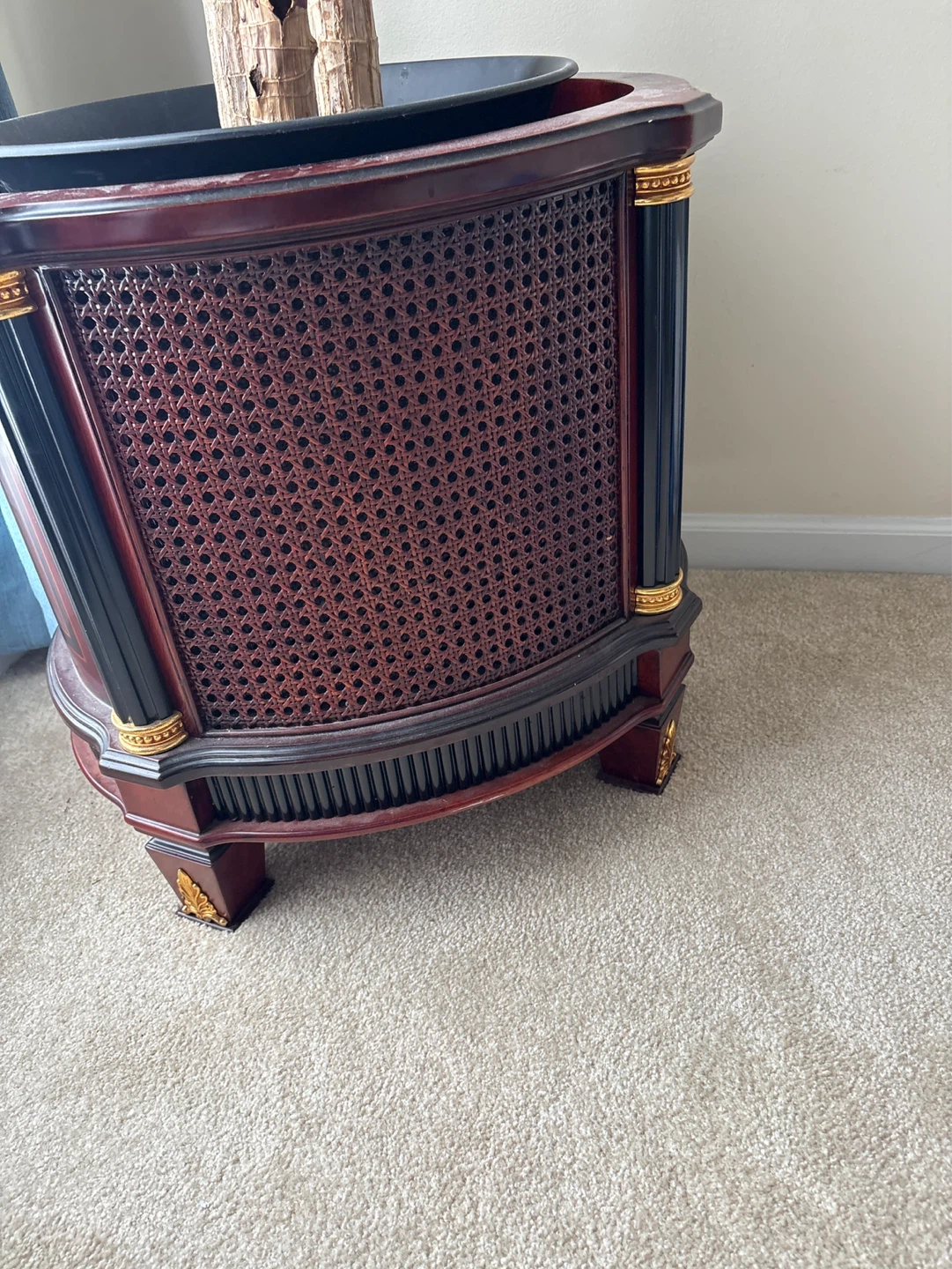 Decorative Cane Plant Stand with Wood Finish - photo 3