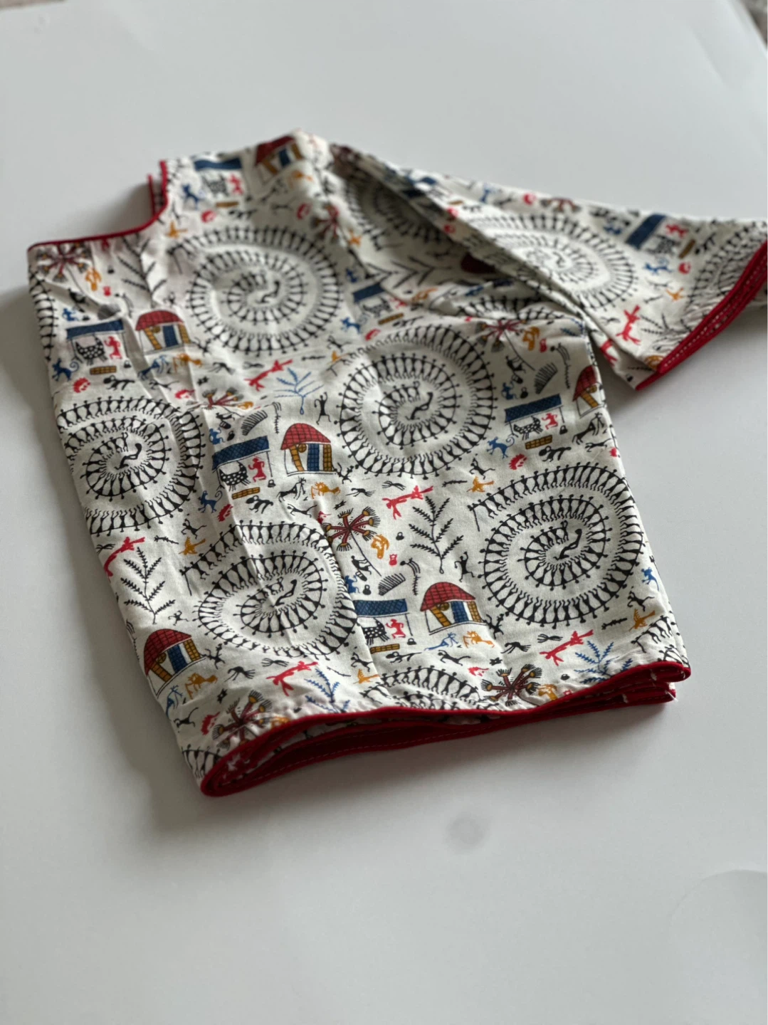 warli Folk Art Print ready to wear cotton blouse