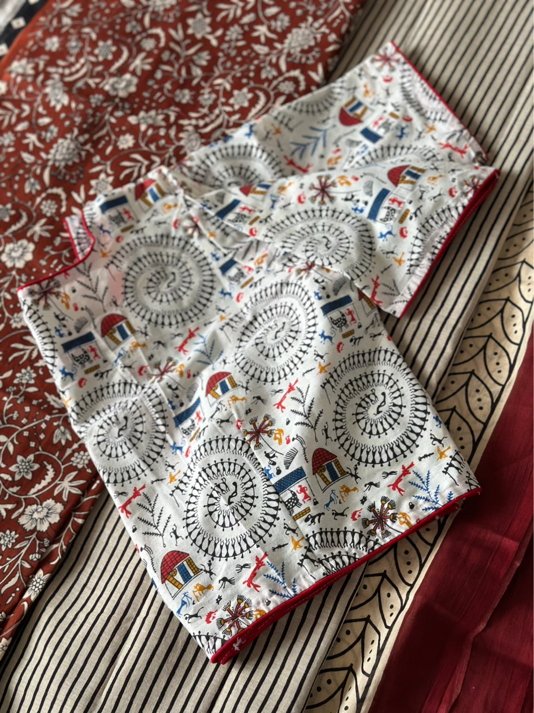 warli Folk Art Print ready to wear cotton blouse - photo 4