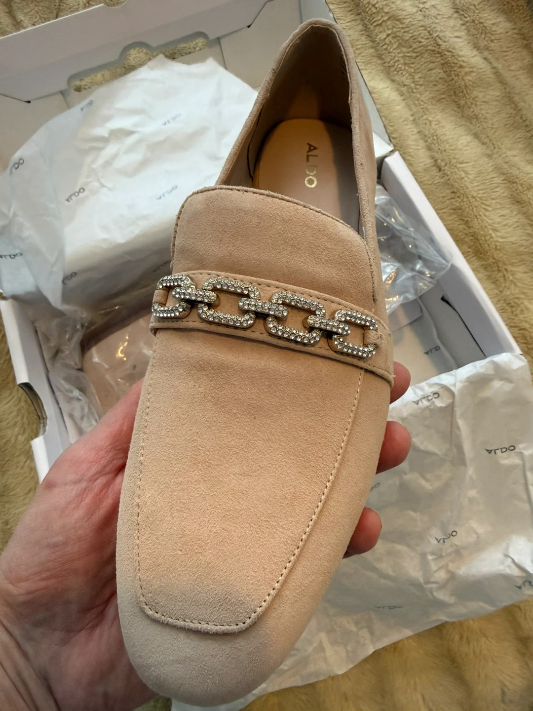 ALDO Pink Suede Loafers with Chain Detail - photo 3