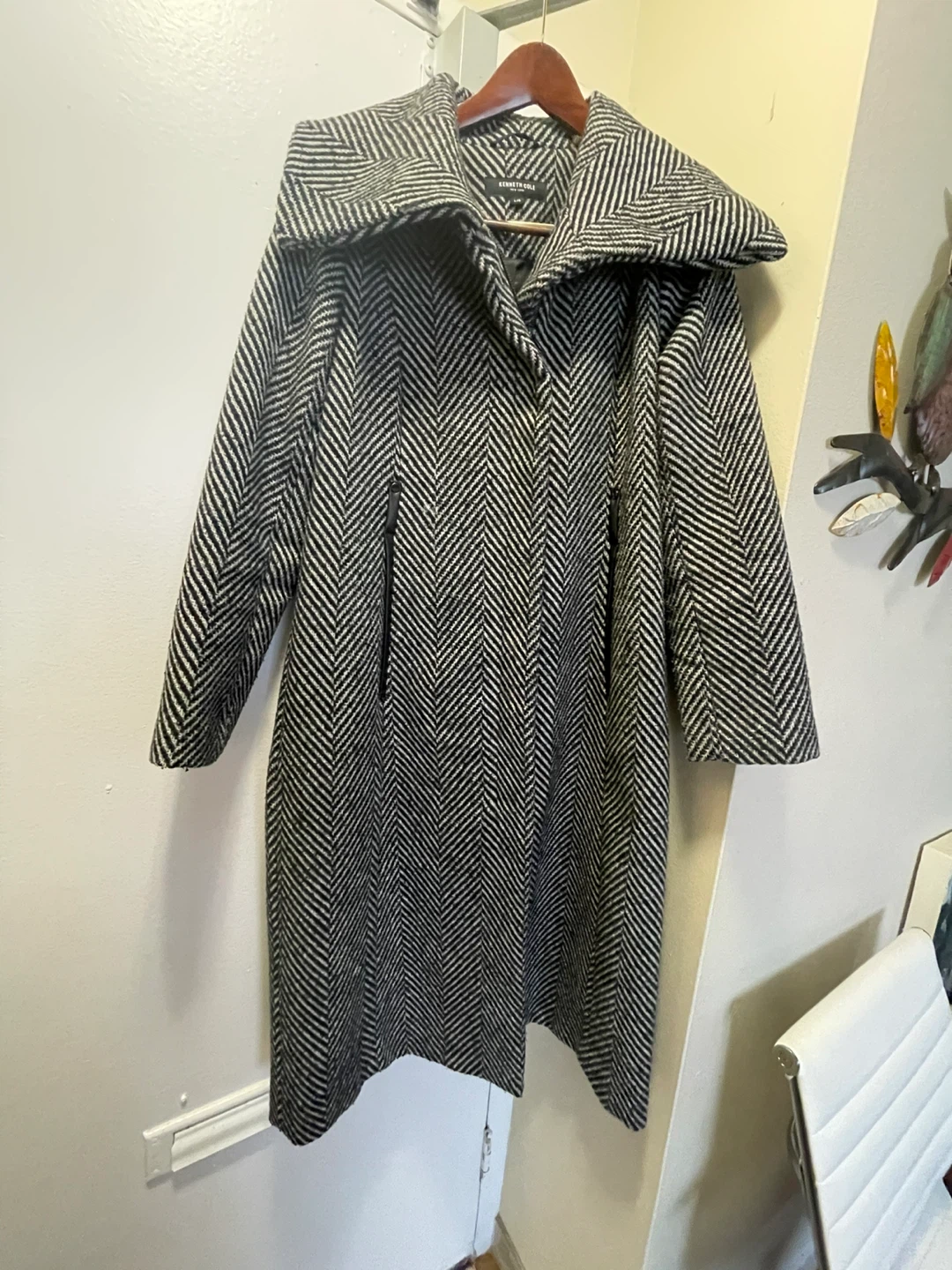 Kenneth Cole New York Herringbone Pattern Coat