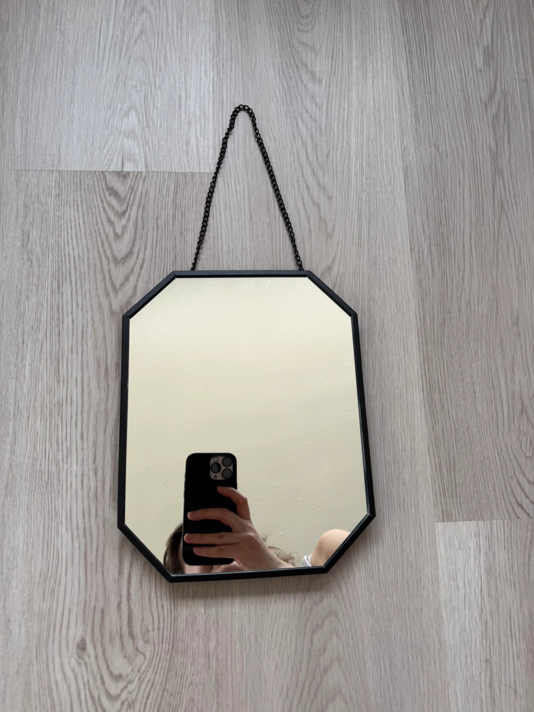Brand new ikea mirror on chain with stand