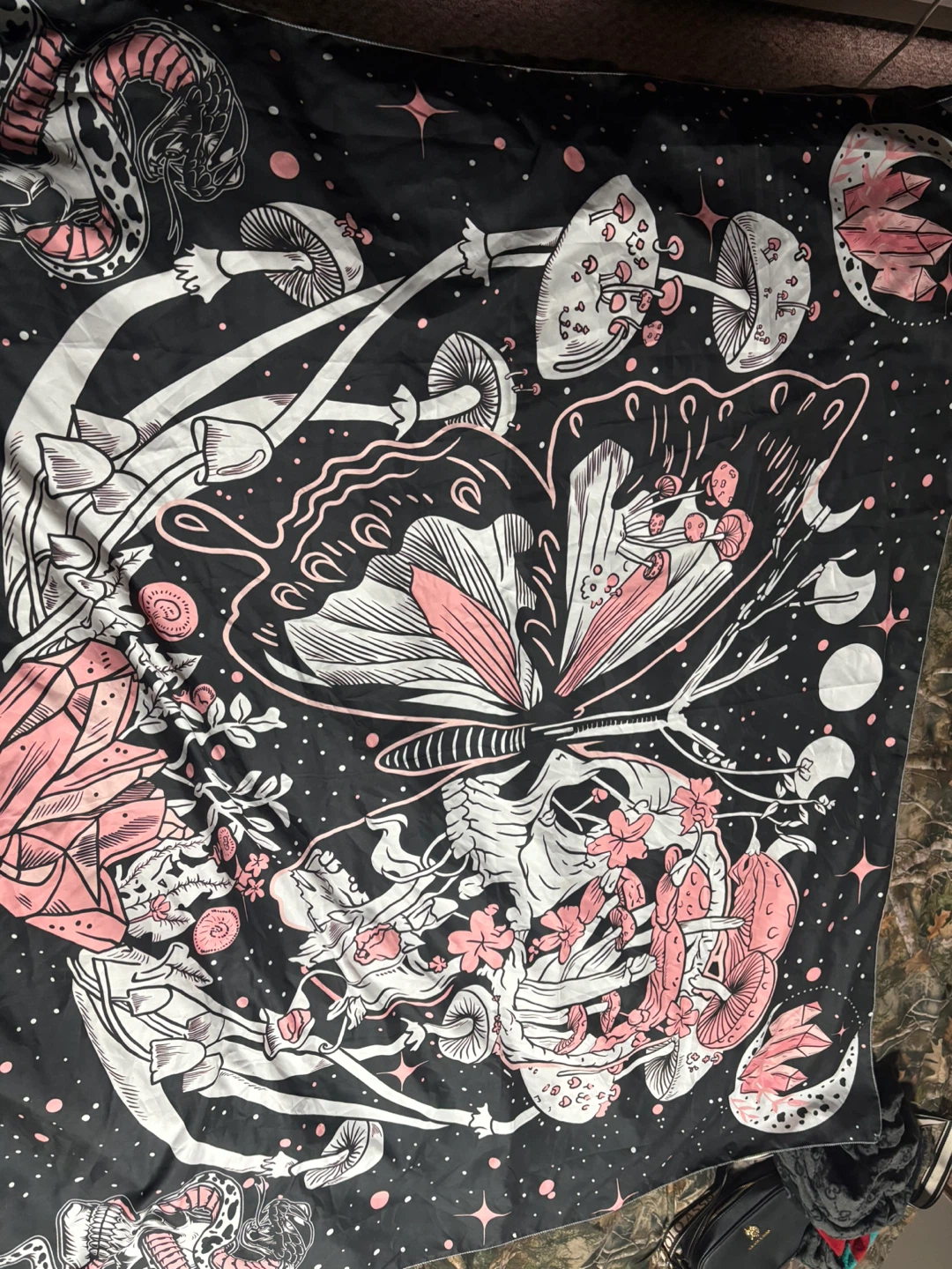 Butterfly Skull Mushroom Tapestry Wall Hanging