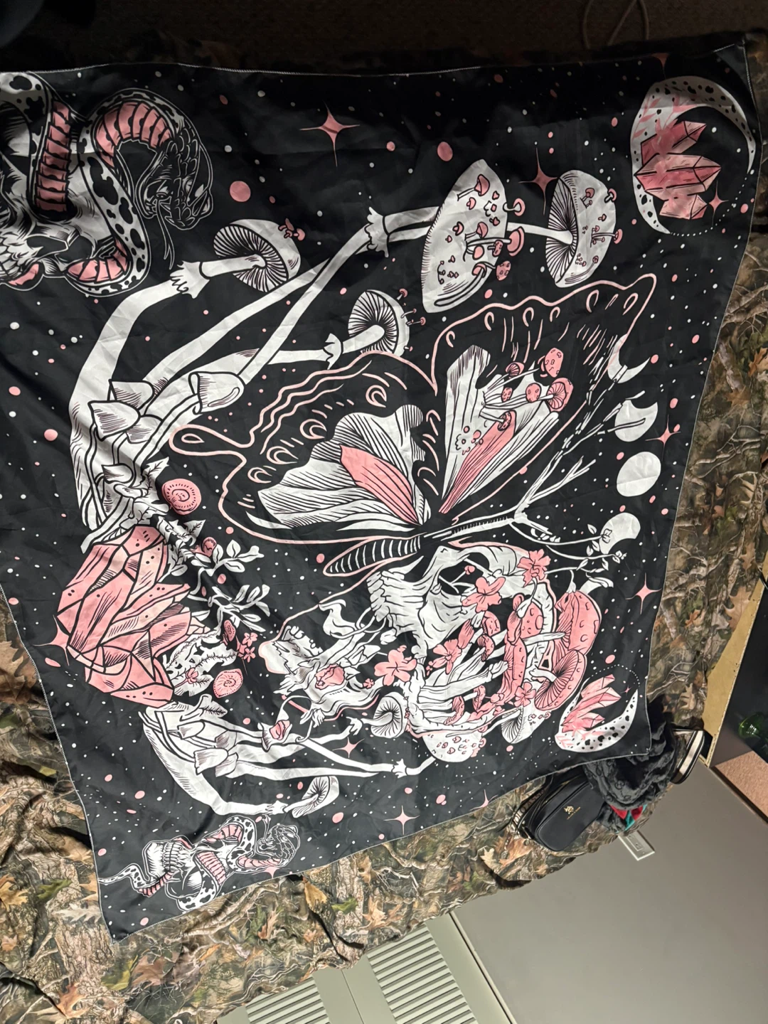 Butterfly Skull Mushroom Tapestry Wall Hanging - photo 2