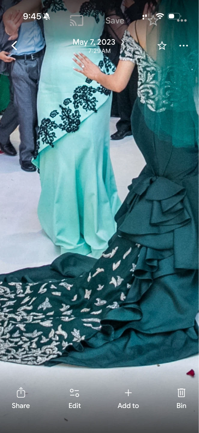 Tarik Ediz Emerald Mermaid Gown with Intricate Beading - photo 2