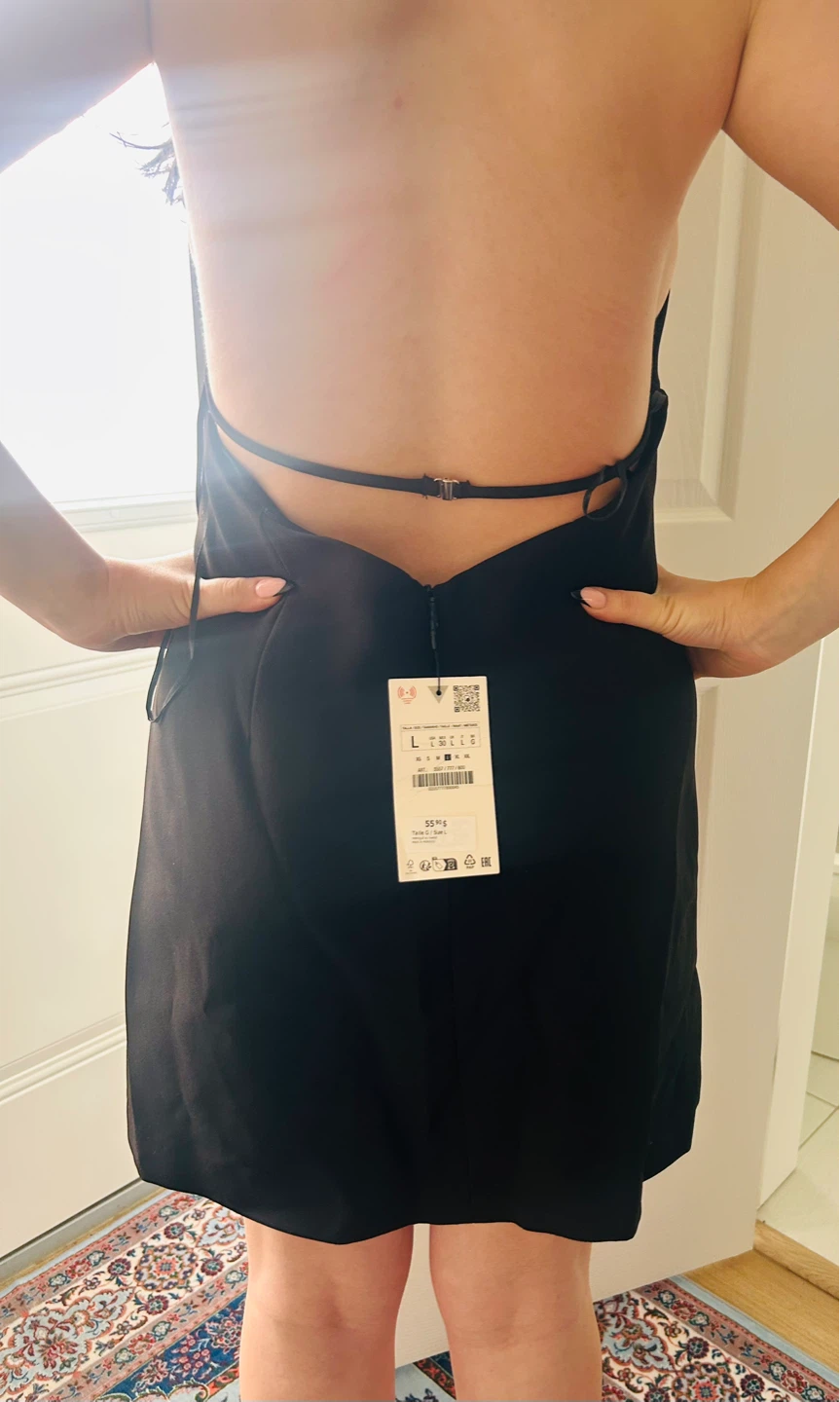 Zara Black Mini Dress Size L - photo 2