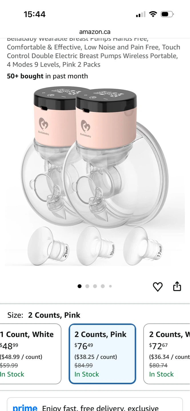 Bellababy Electric Breast Pump - 2 Counts, Pink