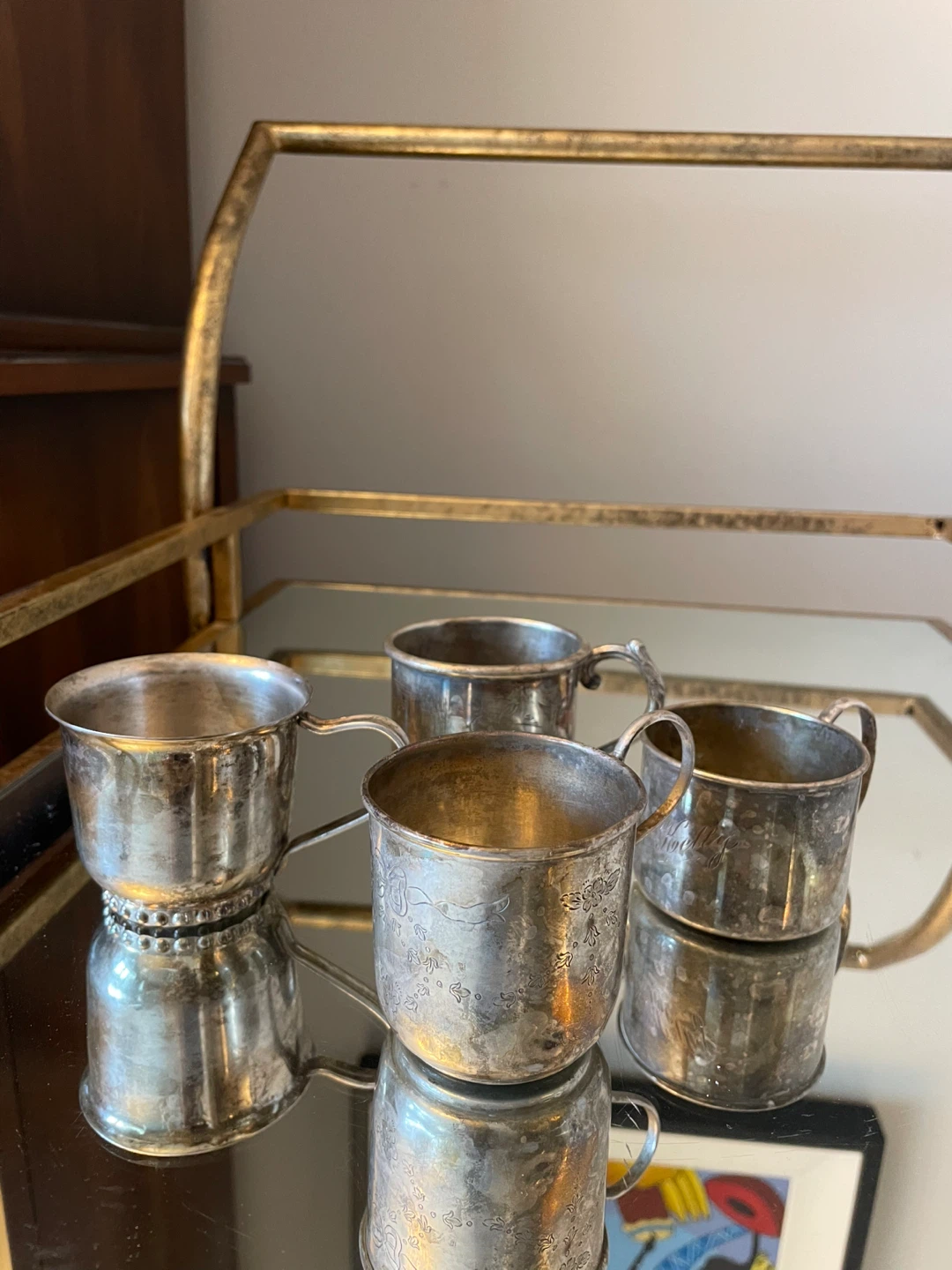 Set of 4 Vintage + Antique Silver Plated Child Cups