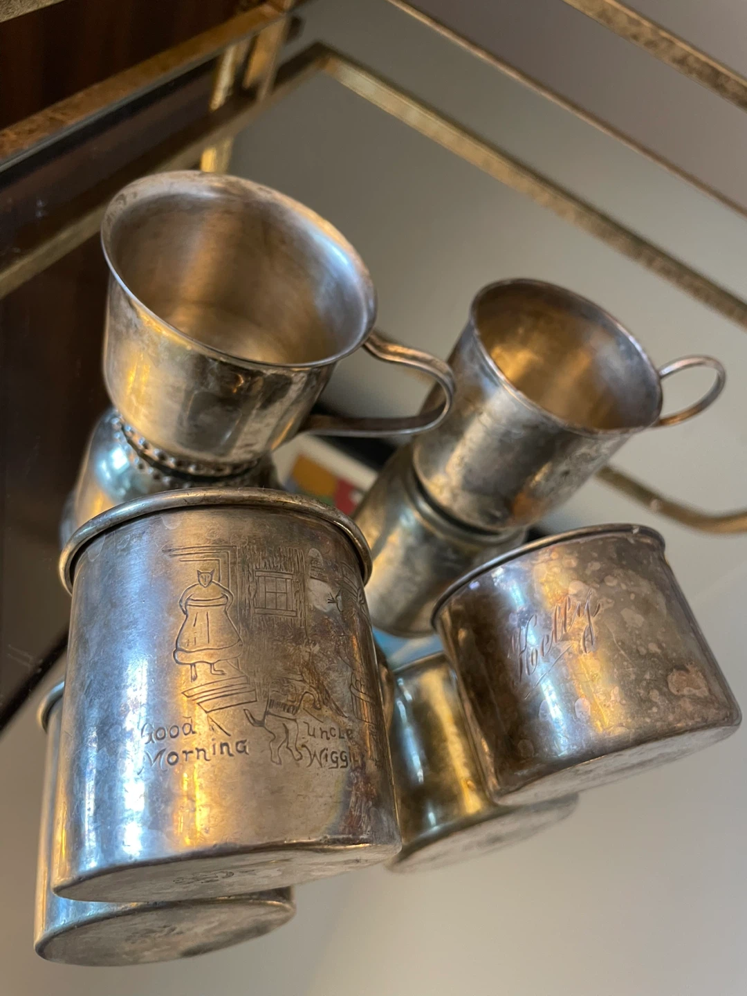 Set of 4 Vintage + Antique Silver Plated Child Cups - photo 3