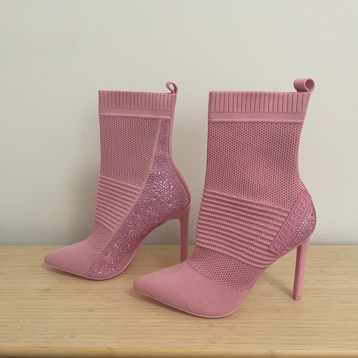 Steve Madden Pink Studded Sock Booties