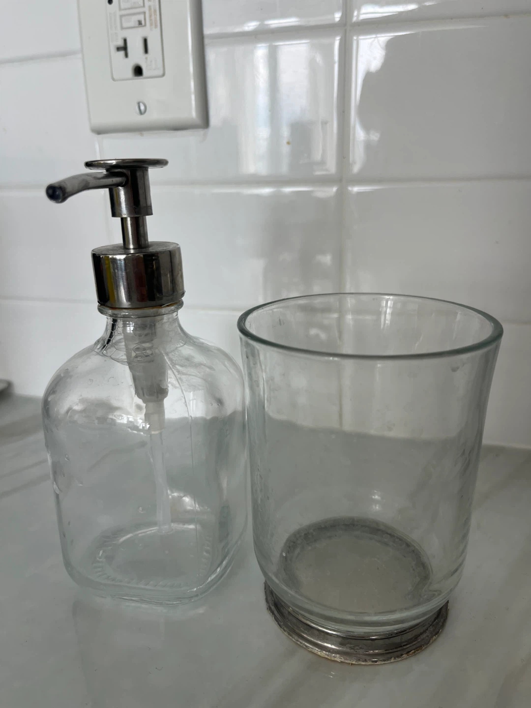 Ikea Clear Glass Soap Dispenser and Tumbler Set - photo 2