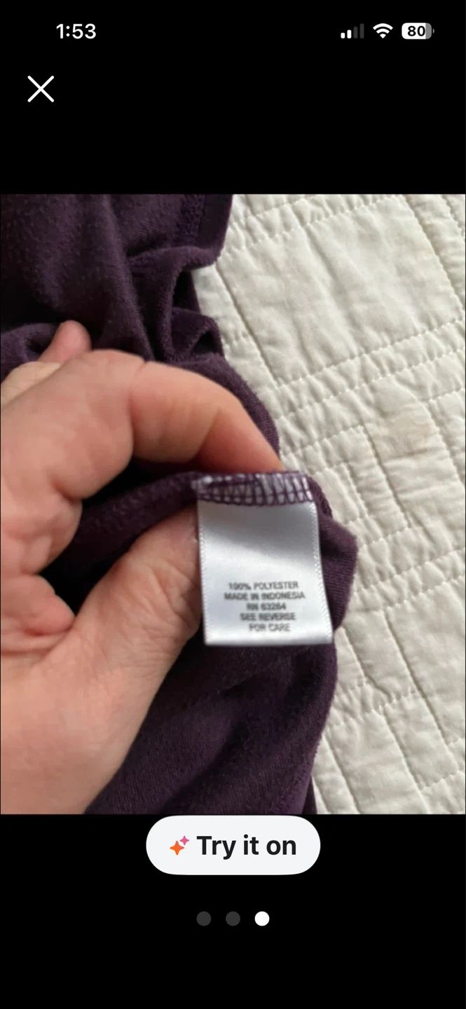 Velour Long Sleeve Top - Purple - Size L - photo 3