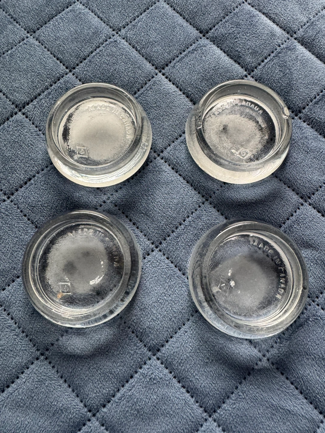 4 Clear Glass Furniture / Floor Coasters *Read Description