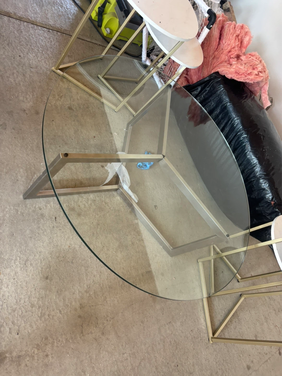 Glass Coffee Table with Metal Frame